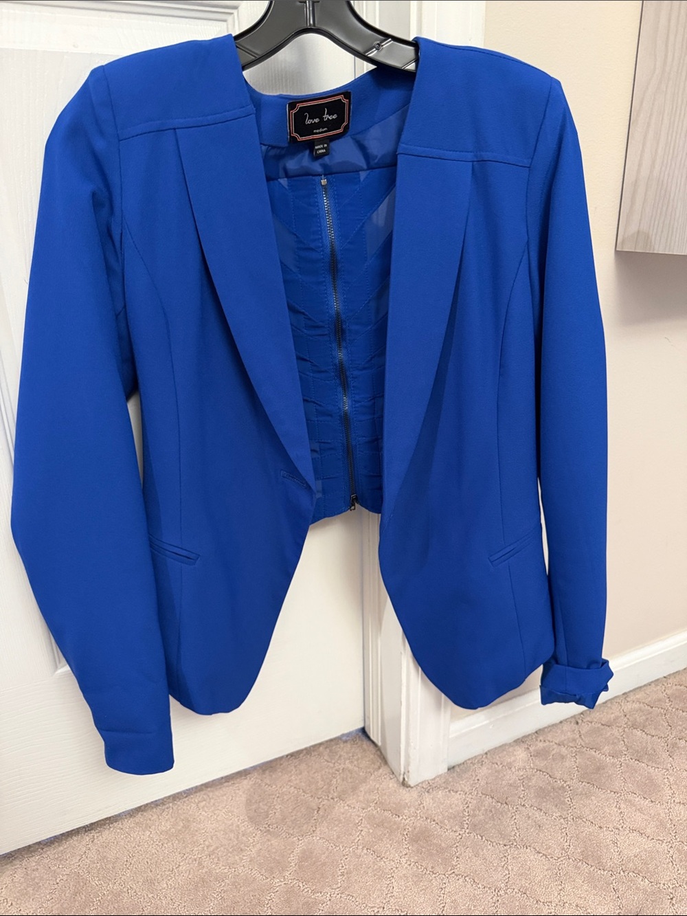 Love Tree Royal Blue Open-Front Blazer